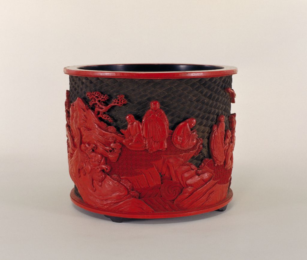 图片[1]-Green land red 18 Arhat pen holder-China Archive